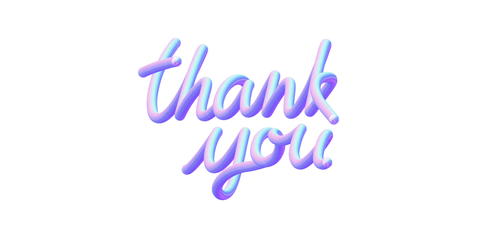 Pastel thank you text in soft 3D style