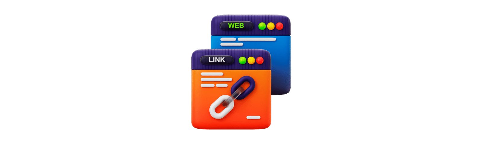 Illustration of digital link hub representing ALINKZ with colorful browser icons and chain link