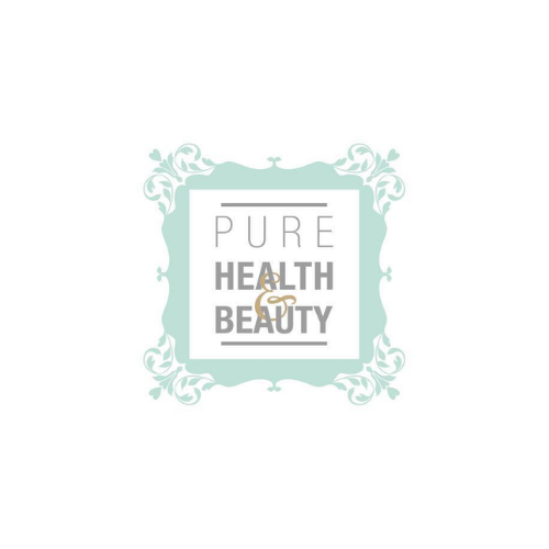 Pure Health & Beauty logo with an ornate turquoise frame representing wellness and beauty.
