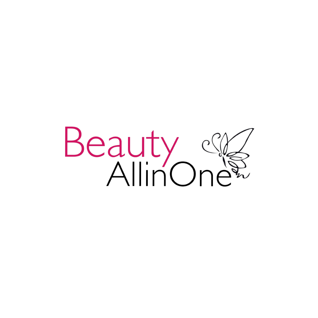 Beauty All In One logo featuring a butterfly and modern typography, representing a complete beauty service provider.