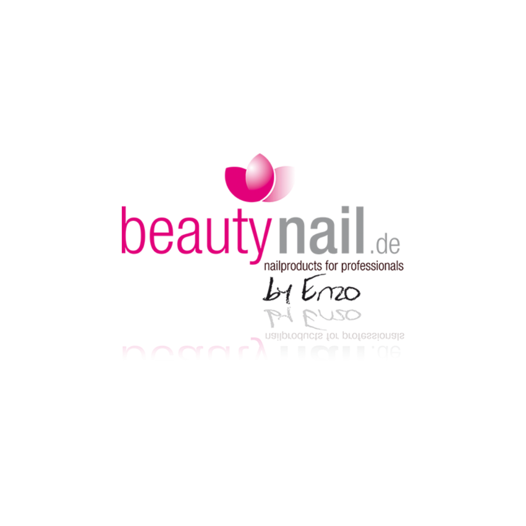 BeautyNail logo with pink and grey branding, representing a nail studio and professional nail product supplier.
