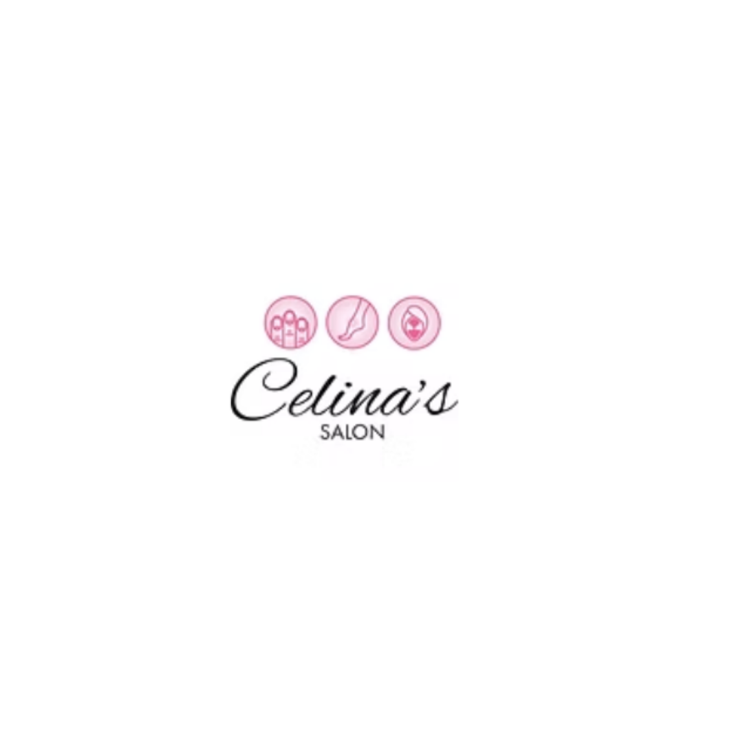 Celina’s Salon logo with beauty and nailcare icons in pink, representing a beauty studio in Kerkrade.