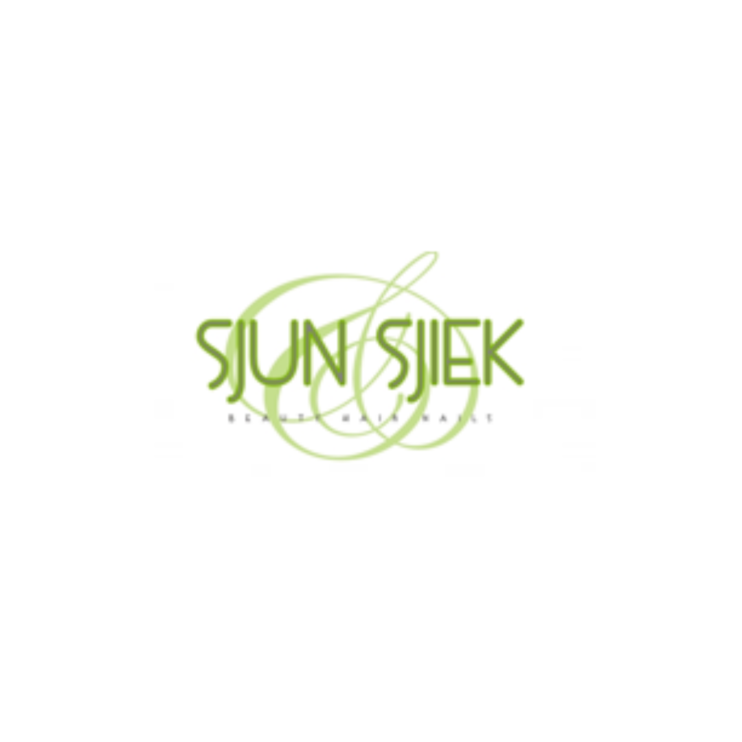 Sjun Sjiek green calligraphy-style logo, representing a natural and elegant beauty salon in Kerkrade.